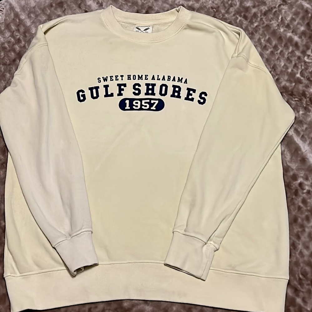 Preowned Yellow Crewneck with Navy Blue lettering SZ: S
